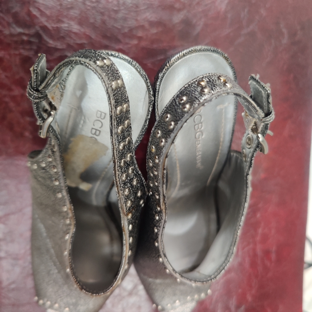Bcbgeneration Size 9 Silver Platform Leather Slin… - image 7